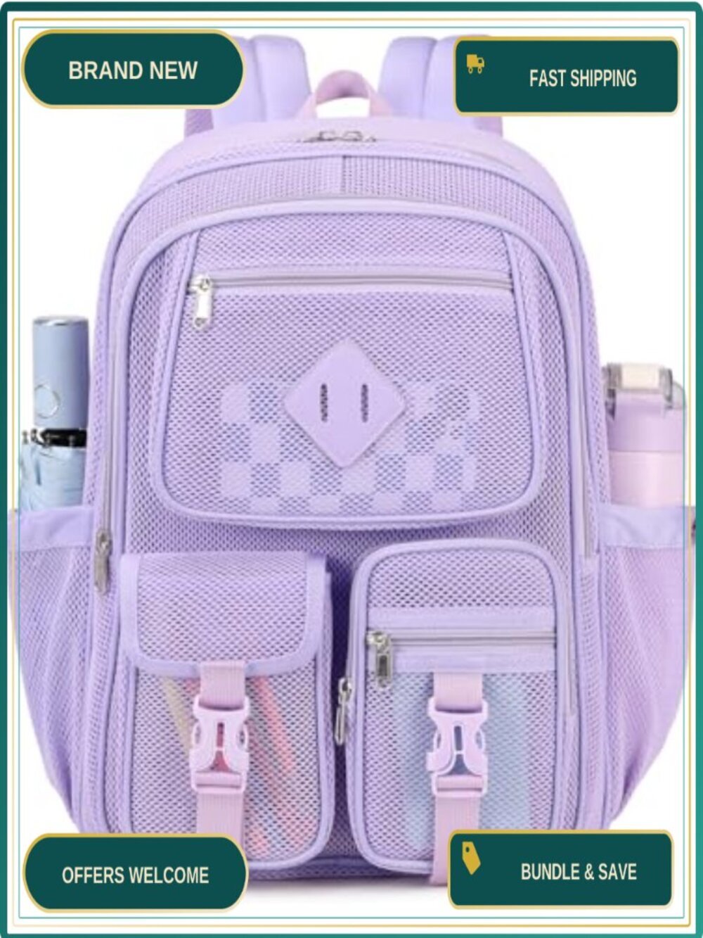 Heavy Duty Mesh Backpack for School Beach Sports Travel See Through Net Bookbag